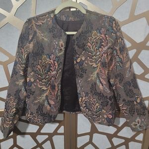 VINTAGE UNKNOWN Tapestry Jacket Multicolor Floral Print